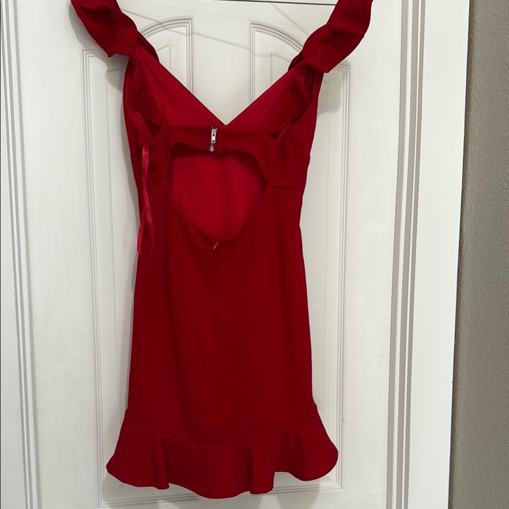 Hello Molly Red Ruffle Midi Dress - Picture 2 of 4